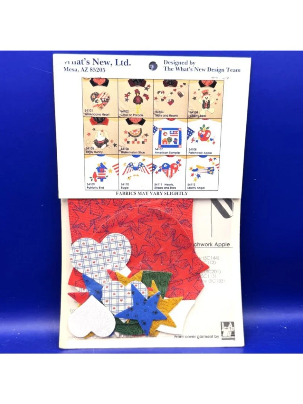 Vintage Americana Fabric Appliques Patchwork Apple Iron On Kit 54108 Stars NOS